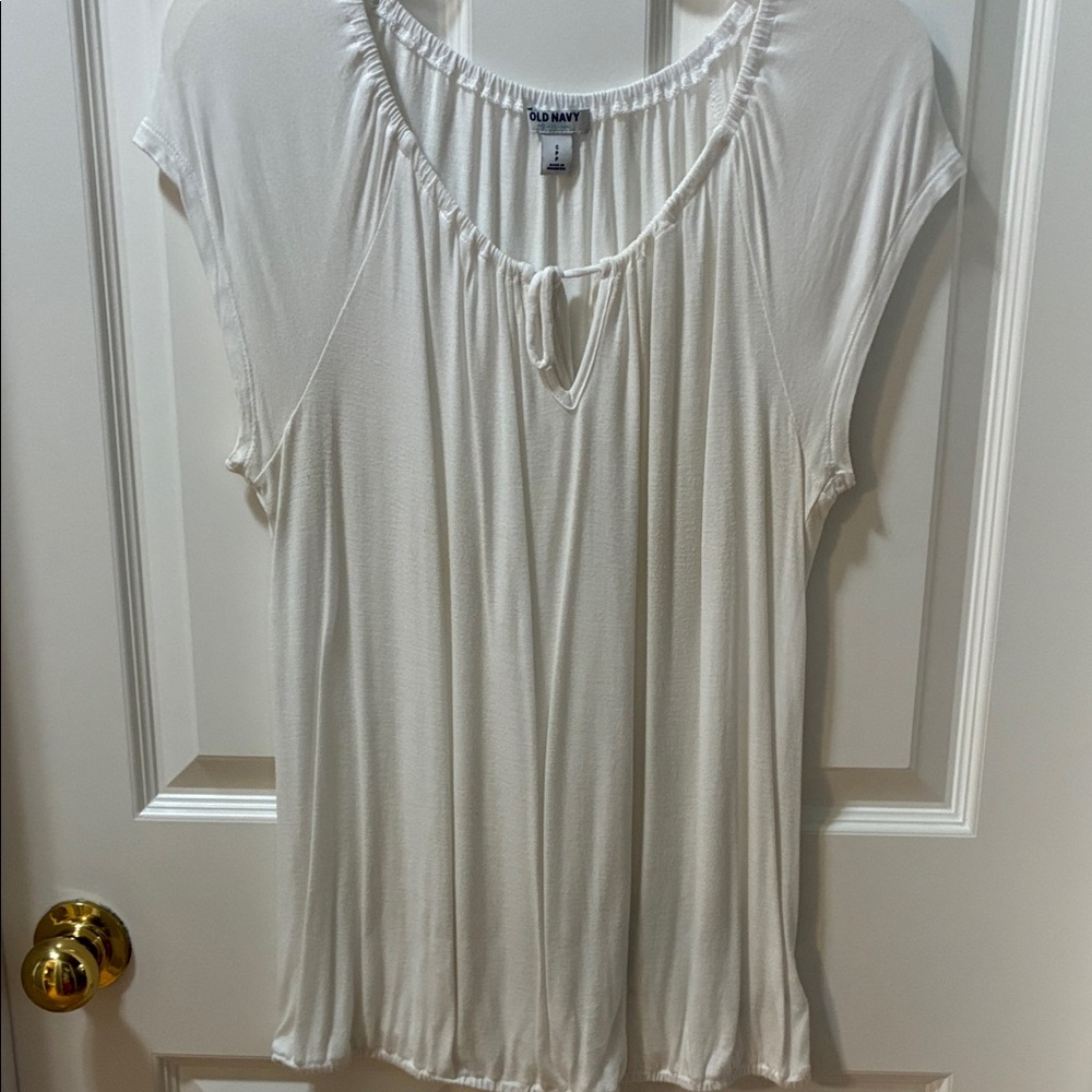 Old Navy Cream Blouse with Tie Neck